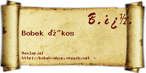 Bobek Ákos névjegykártya
